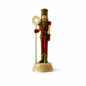 Soprammobile Schiaccianoci Decorato a Mano Oro, Rosso e Verde