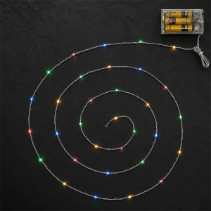 30 Nano LED Multicolor – luce fissa – L 1,50 m – filo metallo modellabile – a batteria – uso interno