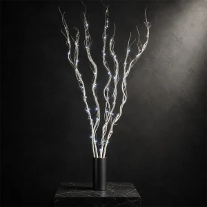 Rami Luminosi (5 rami avorio) – 50 LED Bianco Ghiaccio – luce fissa – H 120 cm – 24V – filo trasparente – uso interno