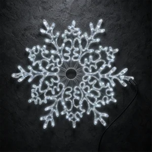 Fiocco di Neve in Tubo LED – 336 LED Bianco Ghiaccio (60 flashing + 276 fissa) – 80×80 cm – 230V – cavo gomma – uso esterno