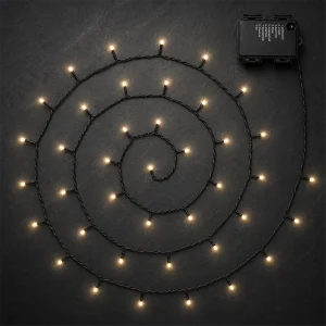 Catena 48 LED Luce Calda – giochi luce con timer (6h ON/18h OFF) – L 2,40 m – a batteria – uso esterno