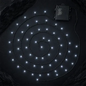 Catena 100 LED Bianco Ghiaccio – giochi luce con timer (6h ON/18h OFF) – L 5 m – a batteria – uso esterno