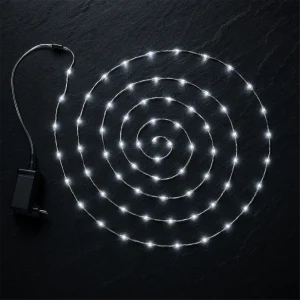 180 Nano LED Bianco Ghiaccio – luce fissa – L 9 m – filo metallo modellabile – 24V – uso interno