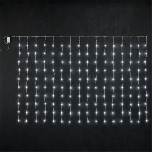 Tenda LED – 80 LED Bianco Ghiaccio – giochi luce – L 1,80 m × H 80 cm – 24V – filo trasparente – uso esterno
