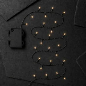 Catena 20 LED Luce Calda – giochi luce con timer (6h ON/18h OFF) – L 4 m – a batteria – uso esterno