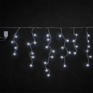 Stalattiti Stelline LED – 72 LED Bianco Ghiaccio – giochi luce – L 2,20 m × H max 80 cm – 24V – filo trasparente – uso esterno