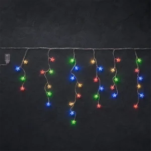 Stalattiti Stelline LED – 72 LED Multicolor – giochi luce – L 2,20 m × H max 80 cm – 24V – filo trasparente – uso esterno