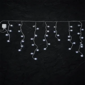 Stalattiti Fiocchi di Neve LED – 72 LED Bianco Ghiaccio – giochi luce – L 2,20 m × H max 80 cm – 24V – filo trasparente – uso esterno