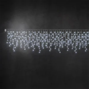 Stalattiti Stelline LED – 180 LED Bianco Ghiaccio – giochi luce – L 4,20 m × H max 50 cm – 24V – filo trasparente – uso esterno