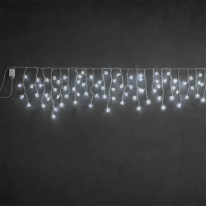 Stalattiti Fiocchi di Neve LED – 180 LED Bianco Ghiaccio – giochi luce – L 4,20 m × H max 50 cm – 24V – filo trasparente – uso esterno
