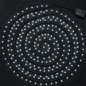 Catena 300 LED Bianco Ghiaccio – giochi luce memory – T.E. 8,4W – L 21 m – 31V – uso esterno