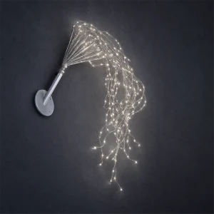 Cascata NanoLED e Filo Argento con Supporto in Metallo – H max 100 cm – 560 NanoLED chiari – luce fissa – uso esterno