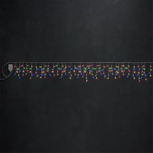 Stalattiti LED – 160 LED Multicolor – giochi luce – L 4,00 m × H max 30 cm – 24V – filo trasparente – uso esterno