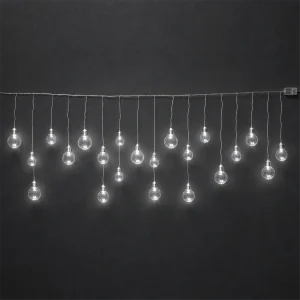 Tenda 20 Lampadine LED H 9/11 cm – L 3 m × 30/47 cm – 20 LED chiari – luce fissa – 31V – uso esterno