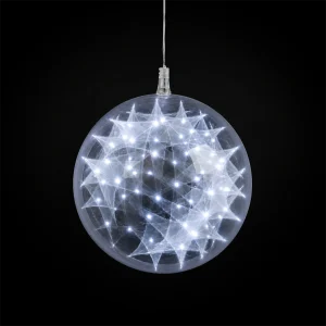 Sfera LED Digitali Ø 15 cm – 48 LED chiari – filo trasparente – giochi luce digitali – 5V – uso interno