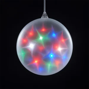 Sfera LED Digitali Ø 20 cm – 48 LED multicolor – filo trasparente – giochi luce digitali – 5V – uso interno