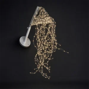Cascata NanoLED e Filo Argento con Supporto in Metallo – H max 100 cm – 560 NanoLED luce calda – luce fissa – uso esterno