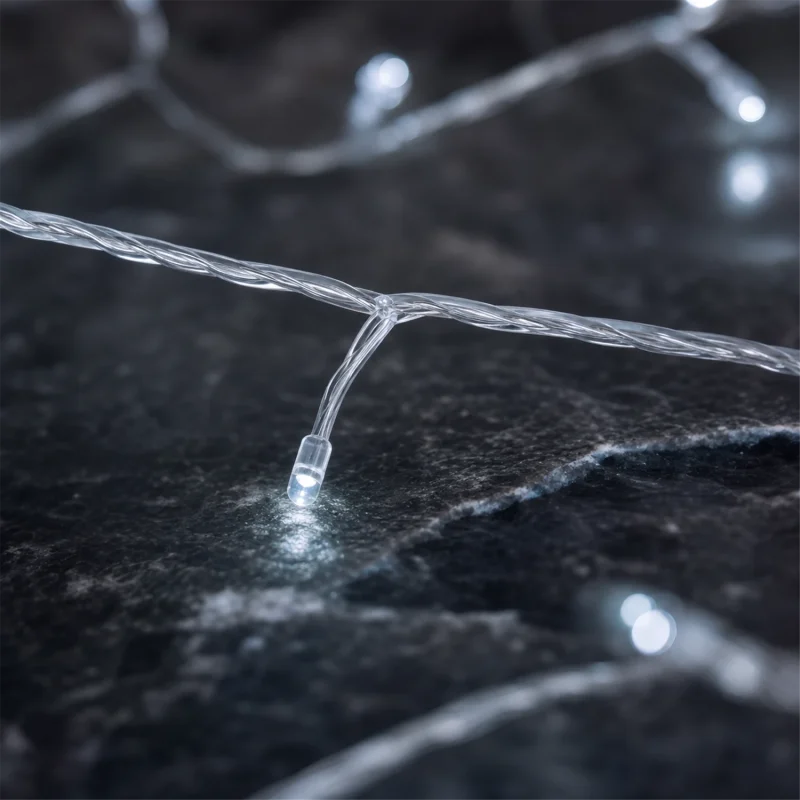 Chain 180 LED Ice White - light games with timer (6h ON/18h OFF) - L 9 m - transparent wire - battery operated - outdoor use