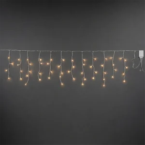 Stalattiti LED – 160 LED luce calda – giochi luce – L 4,00 m × H max 30 cm – filo trasparente – 24V – uso esterno
