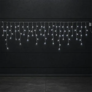 Stalattiti LED – 180 LED Ice – giochi luce – L 4,20 m × H max 50 cm – filo trasparente – 24V – uso esterno
