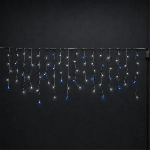 Stalattiti LED – 180 LED Ice – giochi luce bianco-blu – L 4,20 m × H max 50 cm – 31V – filo trasparente – collegabile (max 3 set) – uso esterno