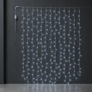 Tenda LED – 200 LED Ice – giochi luce – L 1,00 m × H max 2 m – filo trasparente – 31V – collegabile (max 3 set) – uso esterno