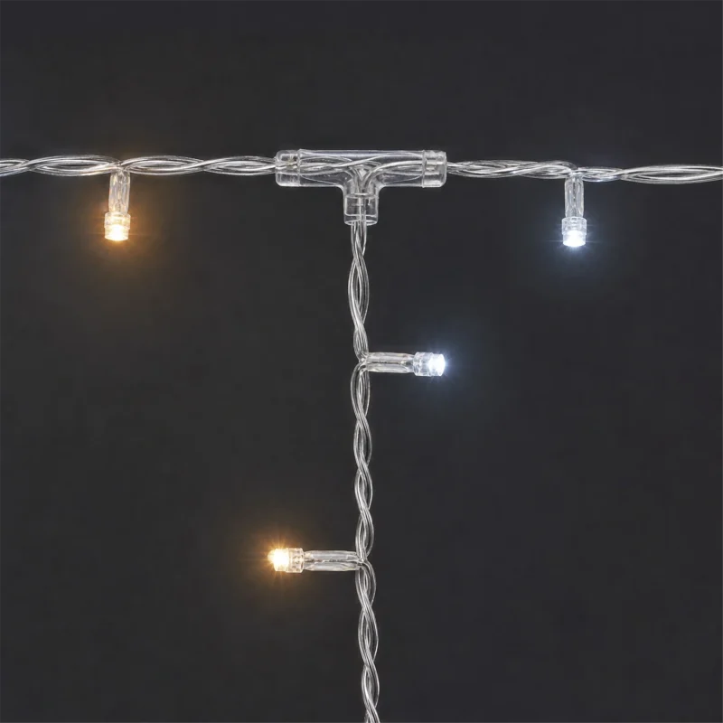 Fusion LED Stalactites - 72 LED blanc glacier/lumière chaude - L 2,20 m × H max 80 cm - Jeux de couleurs changeantes Fusion - fil transparent - 36V - usage extérieur