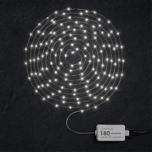 180 NanoLED Bianco Ghiaccio – giochi luce – L 18 m – filo metallo modellabile – 12V – uso interno