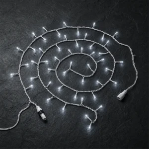 Catena 100 Mega LED Bianco Ghiaccio – Ø LED 8 mm – giochi luce – L 10 m – collegabile (max 5 set) – filo bianco – 31V – uso esterno