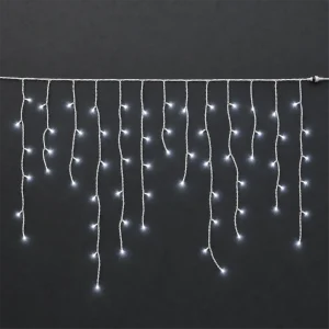 Stalattiti Mega LED Bianco Ghiaccio – 180 Mega LED Ø 8 mm – giochi luce – L 3,60 m × H max 80 cm – collegabile (max 5 set) – filo bianco – 31V – uso esterno