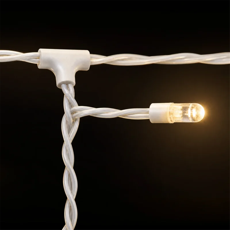 Mega LED Stalaktiten warmes Licht - 180 Mega LEDs Ø 8 mm - Lichtspiele - B 3,60 m × H max. 80 cm - anschließbar (max. 5 Sets) - weißes Kabel - 31V - Außeneinsatz