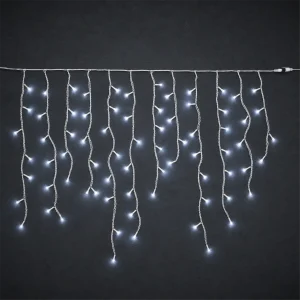 Stalattiti Mega LED Ice – 180 Mega LED Ø 8 mm – giochi luce – L 3,60 m × H max 80 cm – collegabile (max 5 set) – filo bianco – 31V – uso esterno