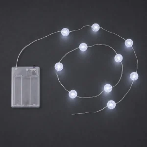 Sferette Acrilico NanoLED – 10 NanoLED chiari – L 90 cm – luce fissa – a batteria – uso interno