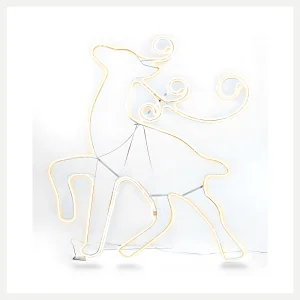 Renna in Tubo LED Neon con Sostegno – 972 LED luce calda – luce fissa – 85×97 cm – 24V – filo trasparente – uso esterno