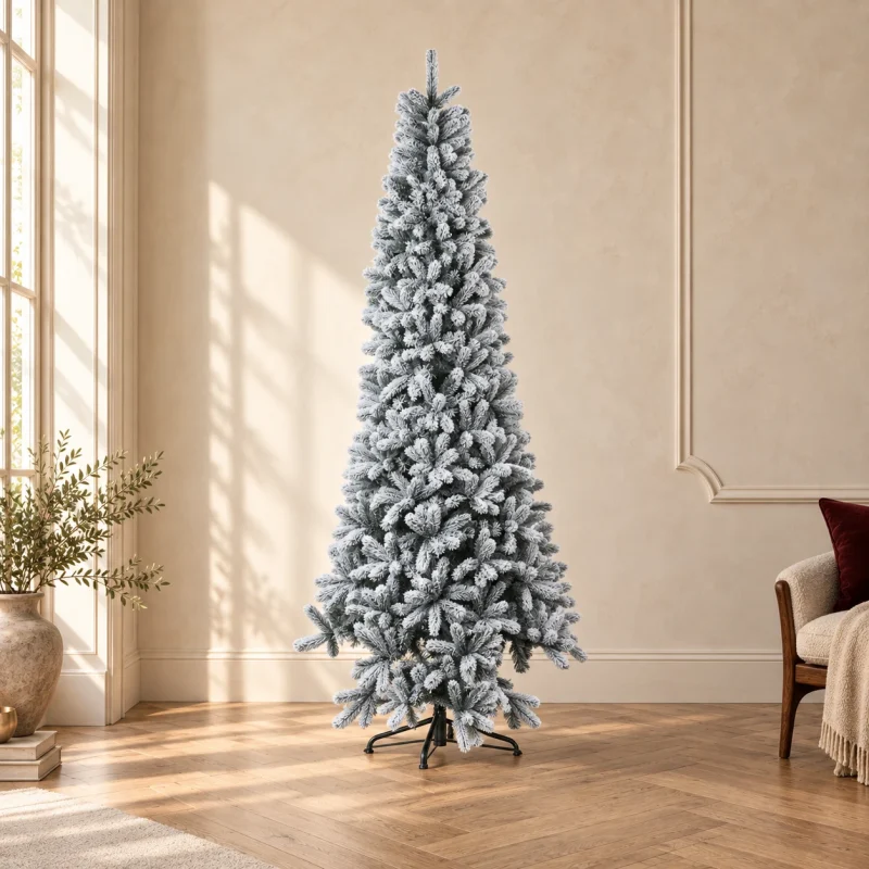 Albero di Natale Slim Innevato Abete Monte Cimone Real Touch h 150 cm ø 54 cm