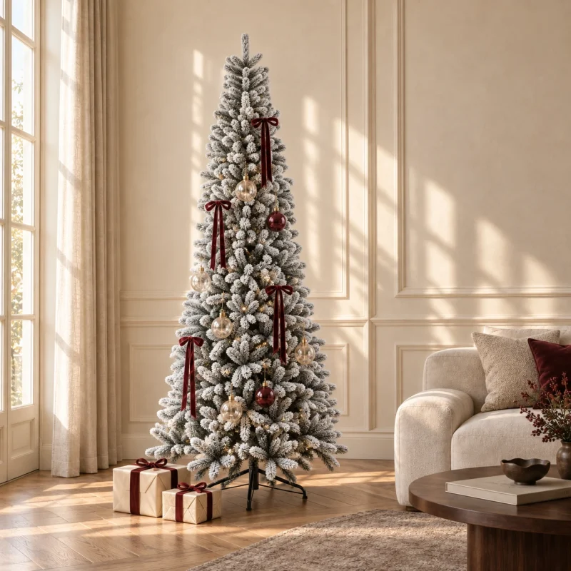 Albero di Natale Slim Innevato Abete Monte Cimone Real Touch h 150 cm ø 54 cm