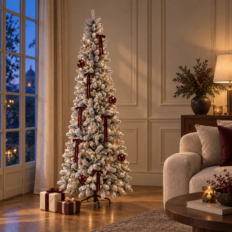 Albero di Natale Slim Innevato Abete Monte Cimone Real Touch h 150 cm ø 54 cm