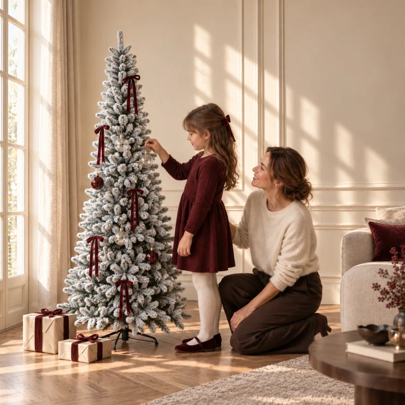 Albero di Natale Slim Innevato Abete Monte Cimone Real Touch h 150 cm ø 54 cm