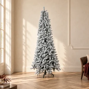 Albero di Natale Slim Innevato Abete Monte Cimone Real Touch h 180 cm ø 65 cm