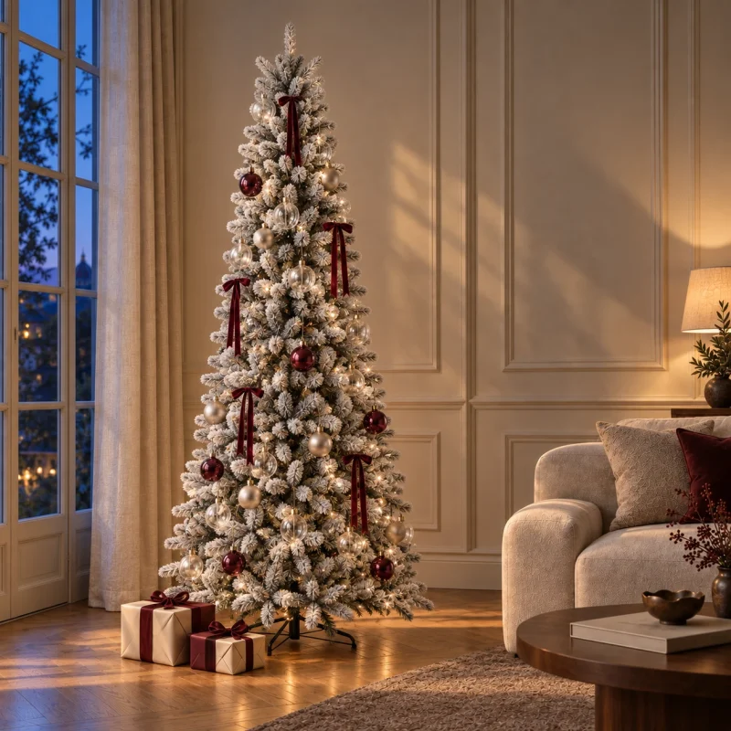 Slim Árbol de Navidad Nevado Monte Cimone Abeto h 180 cm ø 65 cm