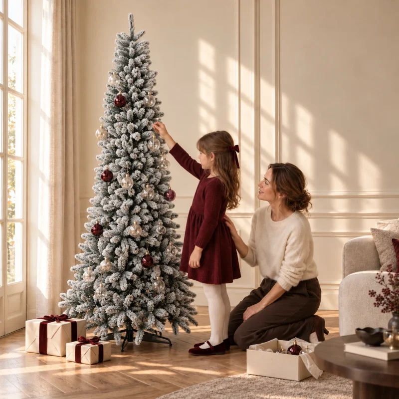 Slim Árbol de Navidad Nevado Monte Cimone Abeto h 180 cm ø 65 cm
