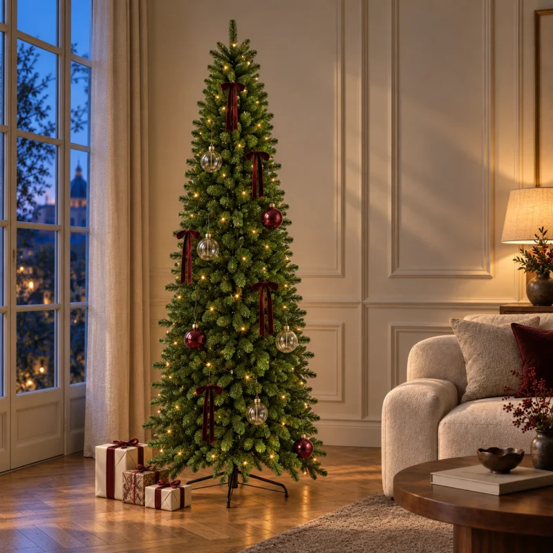 Slim Christmas Tree Green Fir Monte Cimone h 210 cm ø 78 cm
