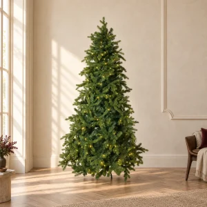 Albero di Natale Abete Cristallo con luci incorporate Real Touch h 210 cm ø 142 cm