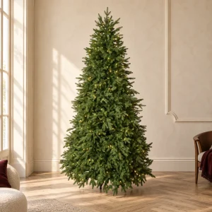 Albero di Natale Abete Everest Total Real Touch con luci incorporate h 210 cm ø 137 cm