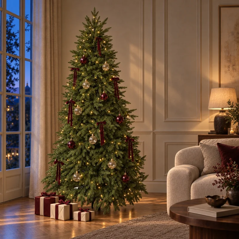 Christmas tree Everest Total Real Touch with built-in lights h 210 cm ø 137 cm