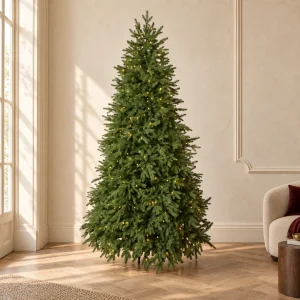 Albero di Natale Abete Everest Total Real Touch 100% PE con luci incorporate h 270 cm ø 163 cm