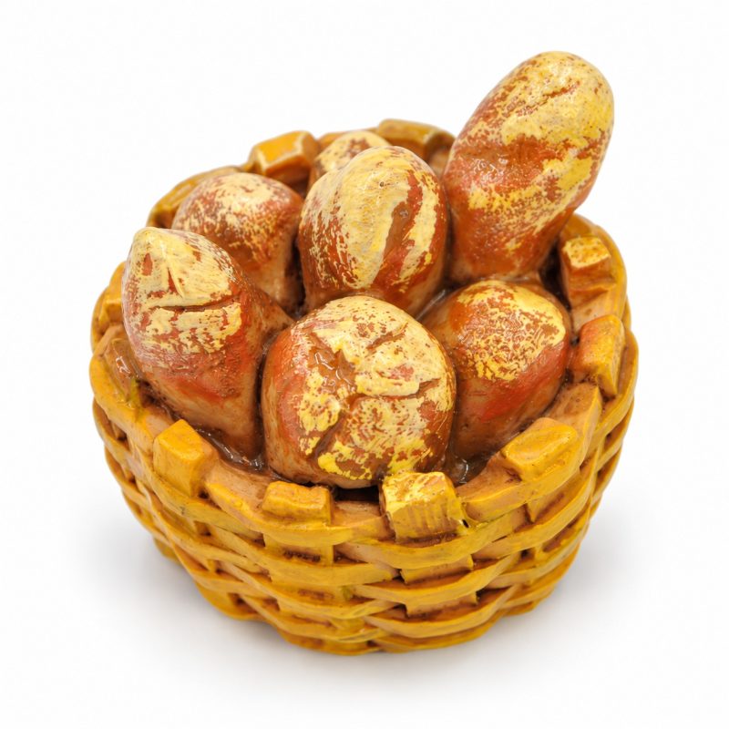 Panier avec pains en résine ø cm 3 pour crèche