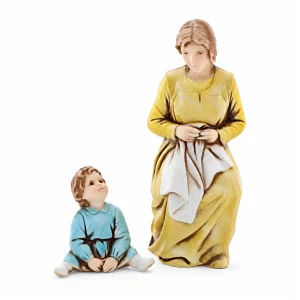 Donna che Rammenda e Bambino Standard 10 Stile Napoletano per Presepi in Scala 1:20
