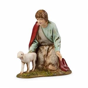 Inginocchiato con Agnello Standard 10 Stile Napoletano per Presepi in Scala 1:20