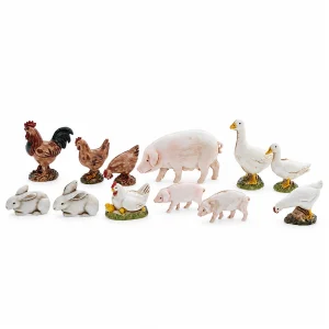 Set 12 Animali da Cortile Standard 10 per Presepi in Scala 1:20